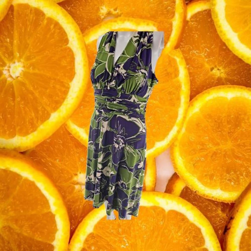 Evan Picone Blue and Green Sleeveless Dress Size 6